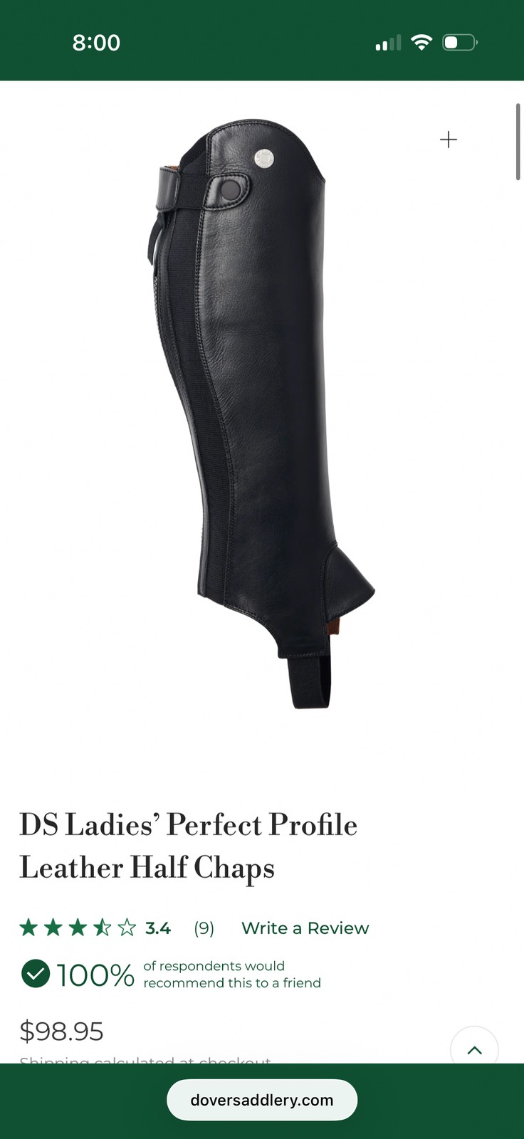 DOVER half chaps leather brand new