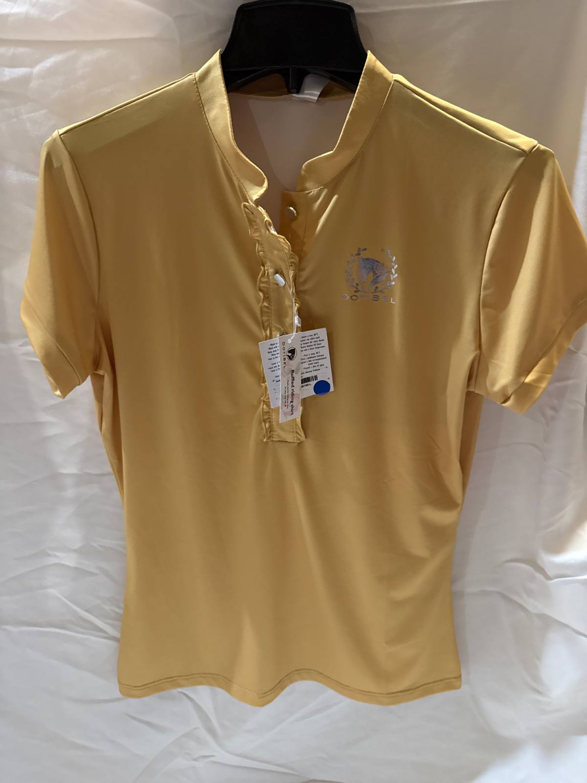 DOTIBEL Honey Yellow Ruffled Riding Shirt L