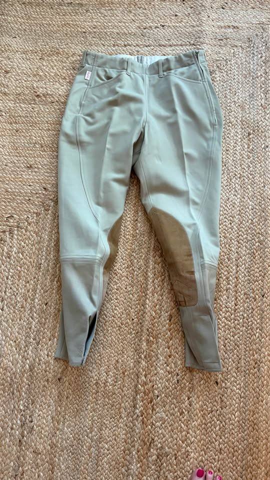 Taylor Maid Tan Knee Patch Show Breeches, Approx. Size 26 Long