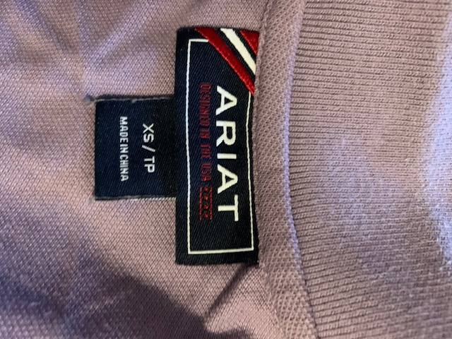 ARIAT Polo Quarter button down front, short sleeves. purple. Size XS