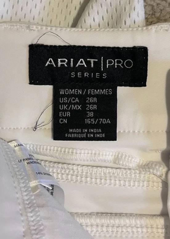 Ariat Pro Series Tri Factor Knee Grip Breeches - White, 26R