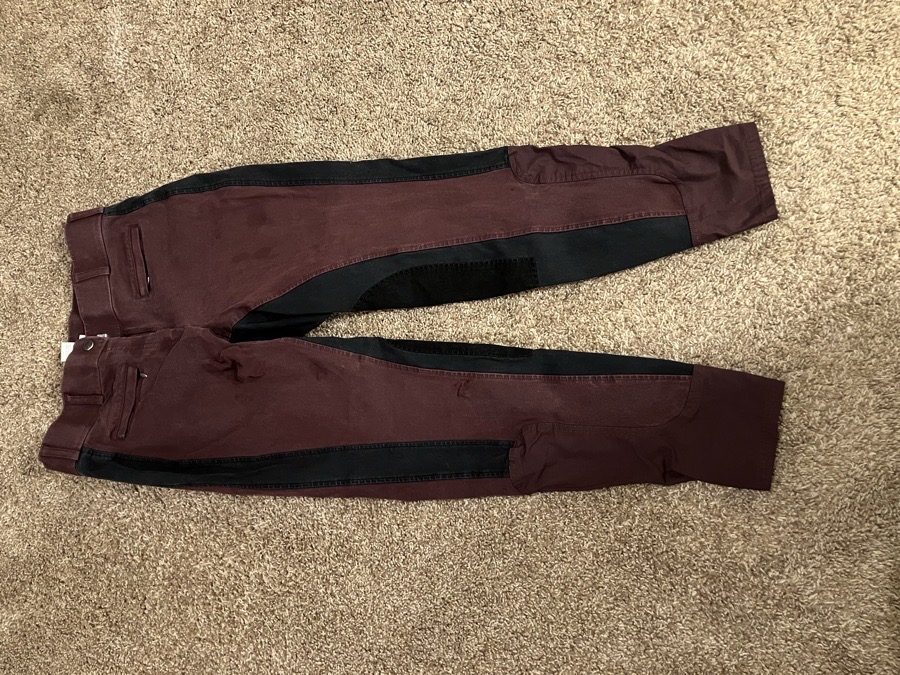 Dover saddlery knee patch breeches size 30 maroon and black