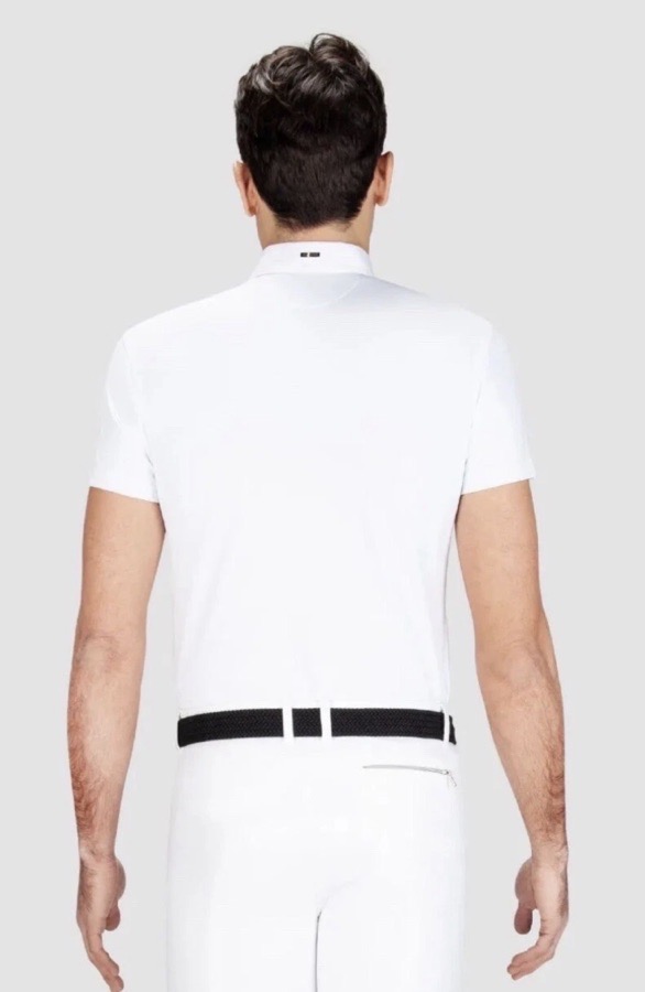 Men’s Equestrian Competition Show Shirt White Short Sleeve Polo XXL 43