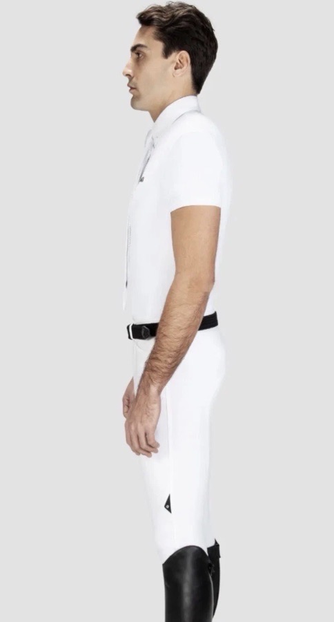 Men’s Equestrian Competition Show Shirt White Short Sleeve Polo XXL 43