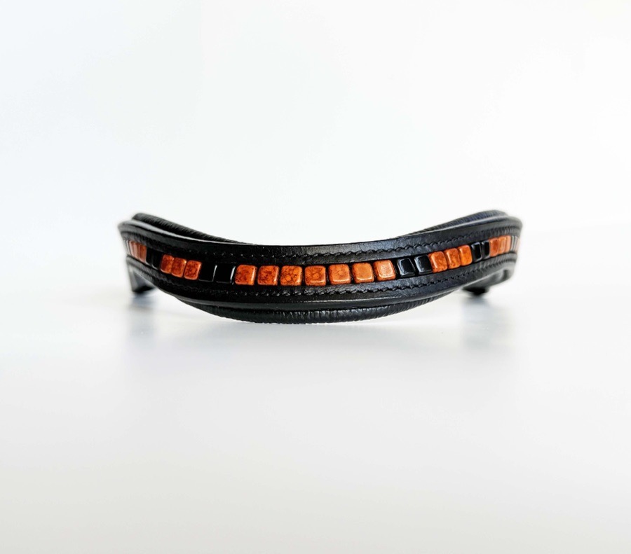 Black & Orange Halloween Beaded Browband
