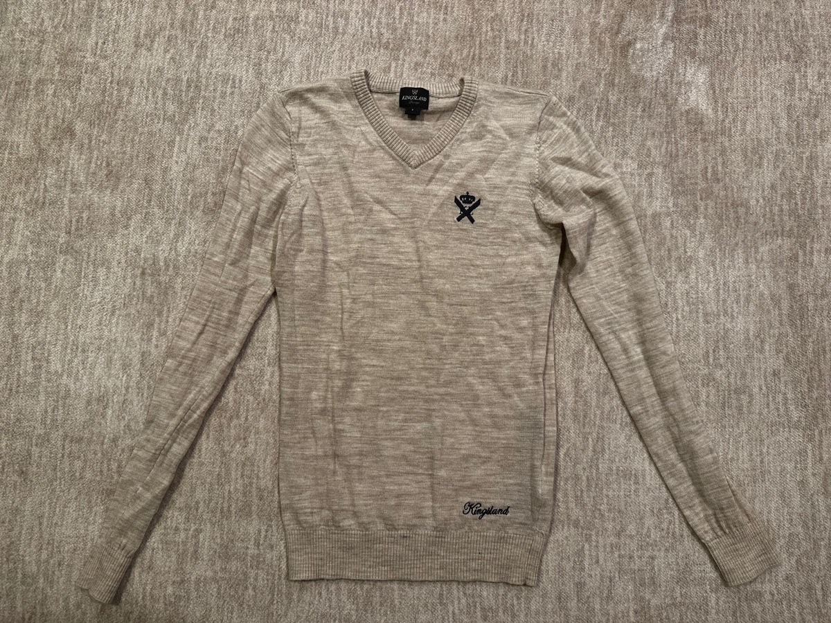 Kingsland Tan/Beige  V-Neck Knit Sweater