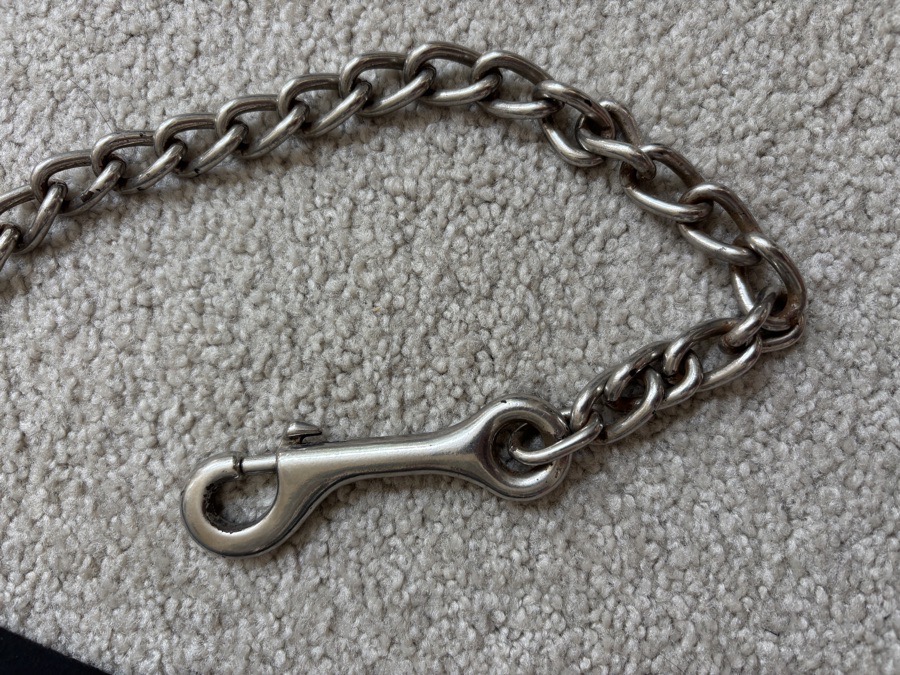 Soft leather lead with chrome plated chain