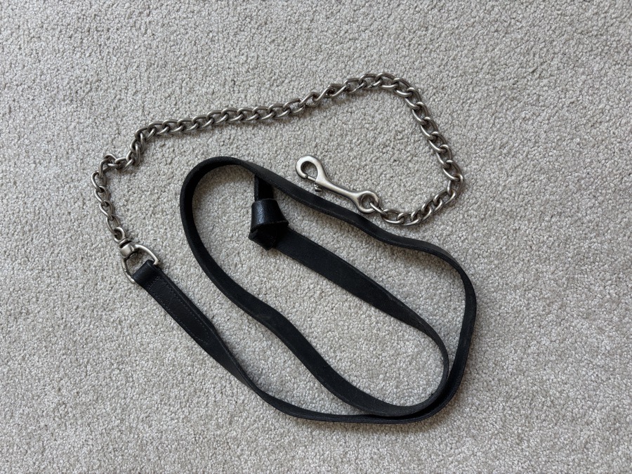 Soft leather lead with chrome plated chain