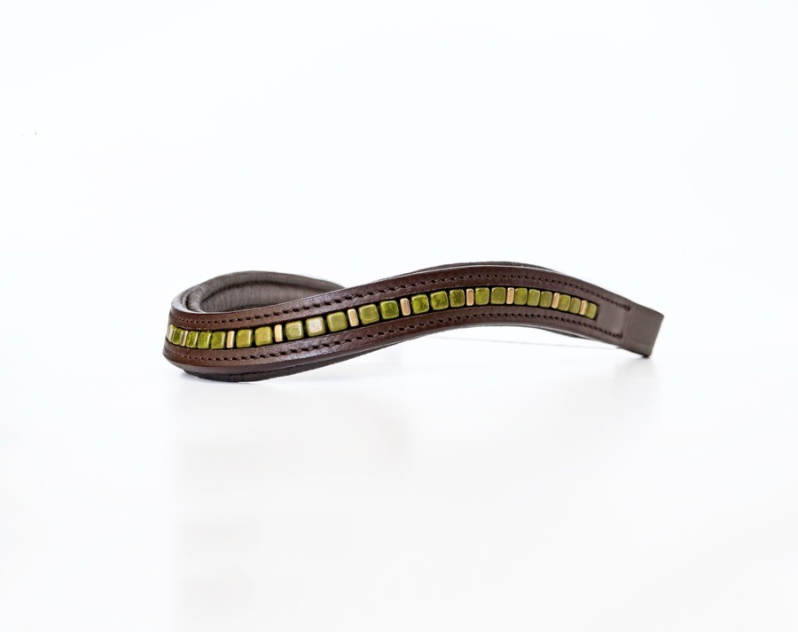 Green & Gold Beaded Browband 