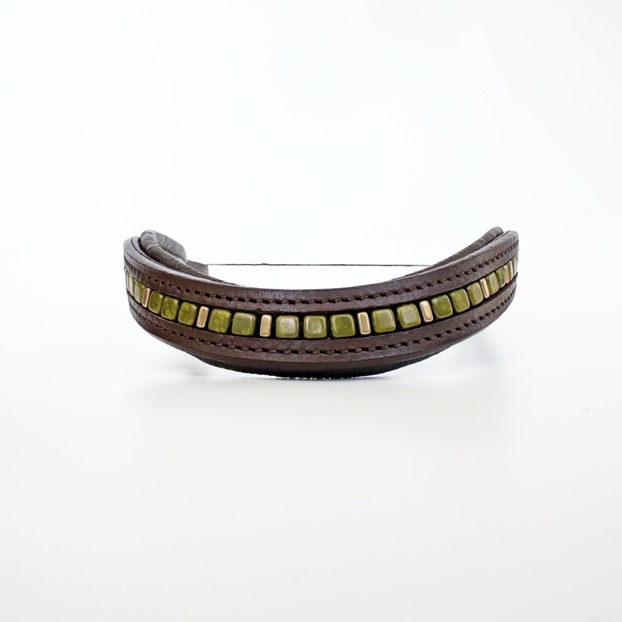 Green & Gold Beaded Browband 
