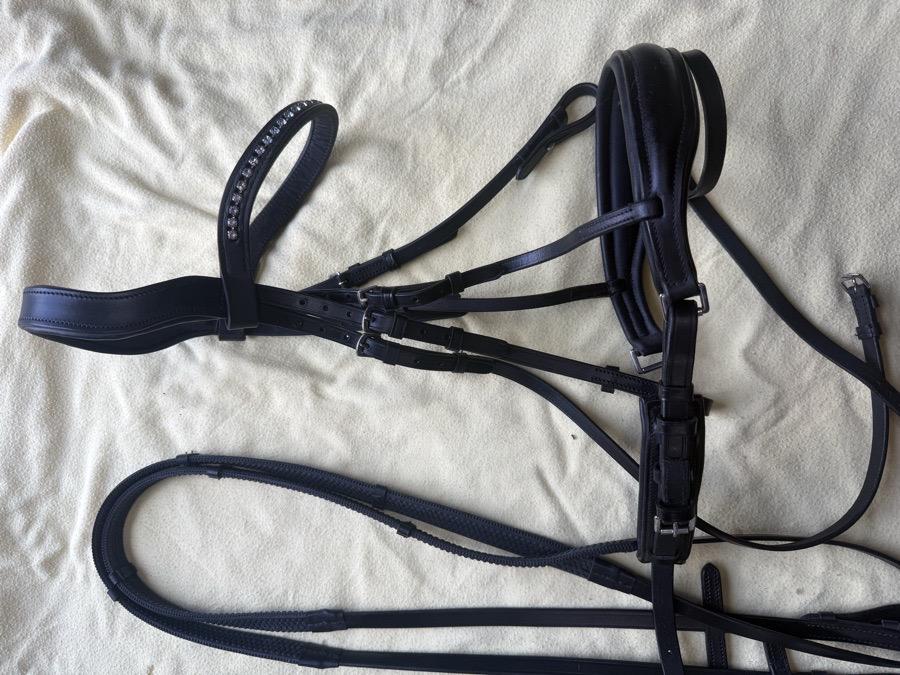  Bling full sized black flash crank noseband bridle