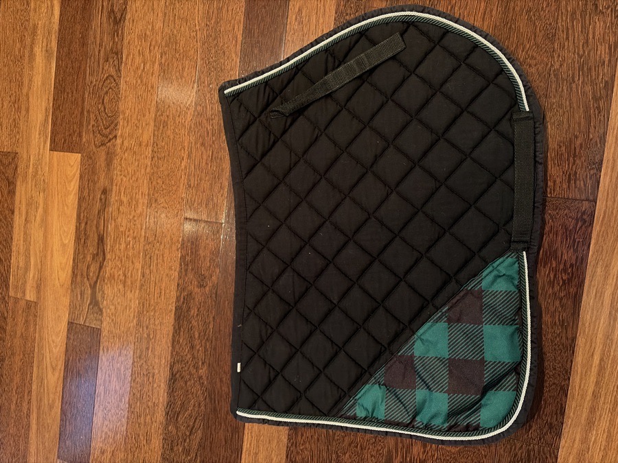 Green Buffalo Check Saddle Pad and Bonnet Set