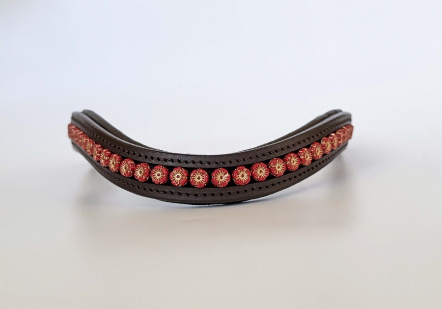Red Flower Beaded Browband 