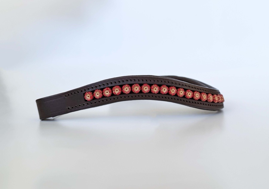 Red Flower Beaded Browband 