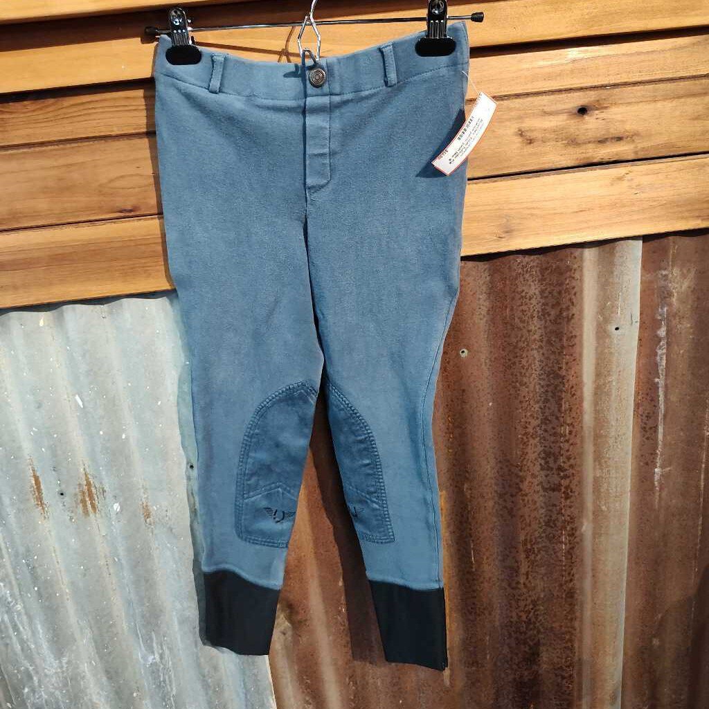 Tuffrider Pull-On Knee Patch Breeches, Youth Blue, Size 16