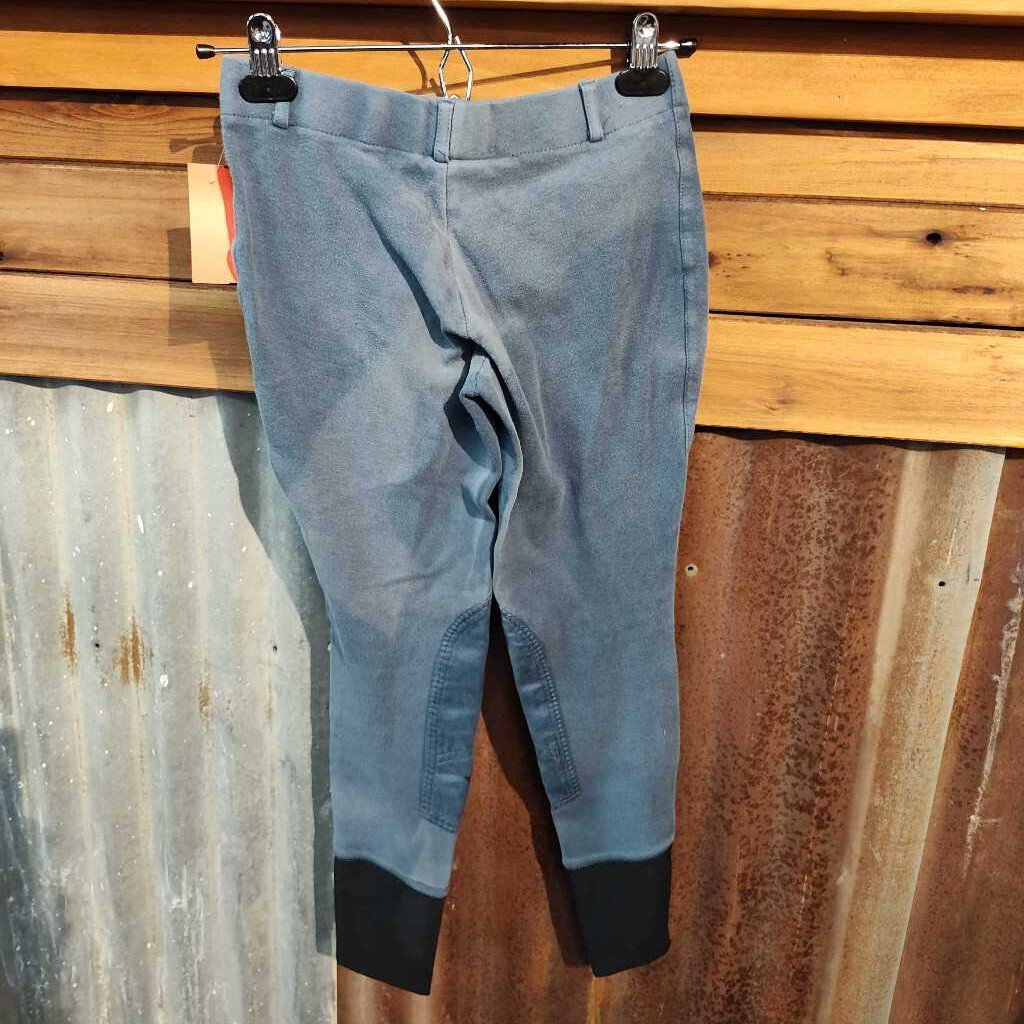Tuffrider Pull-On Knee Patch Breeches, Youth Blue, Size 16
