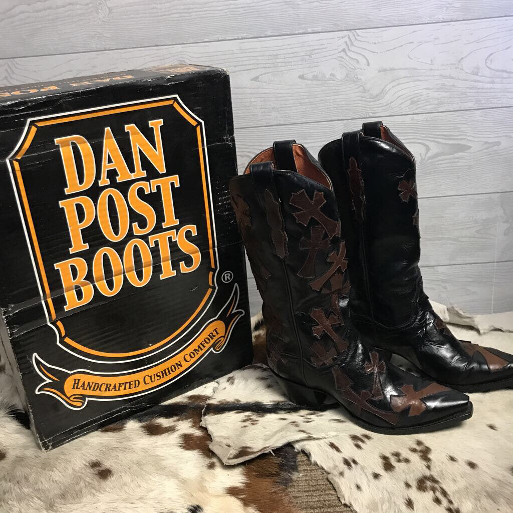 Dan Post Cross Ulay Western Boots, Black