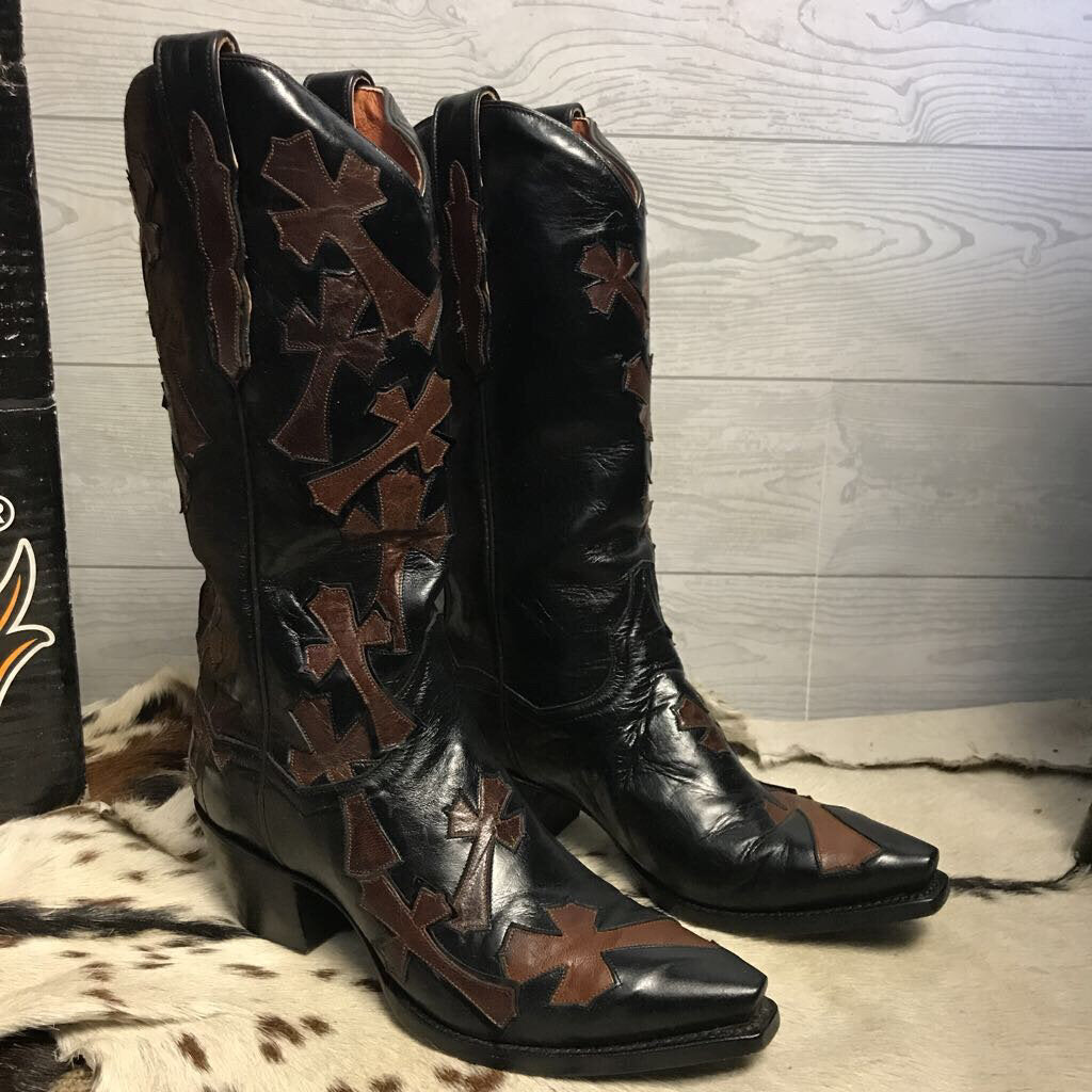 Dan Post Cross Ulay Western Boots, Black
