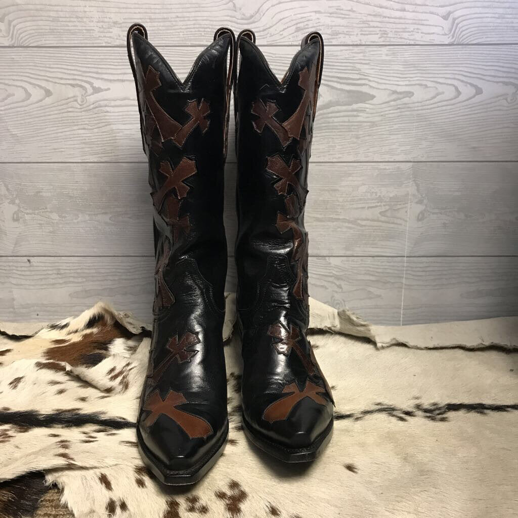 Dan Post Cross Ulay Western Boots, Black
