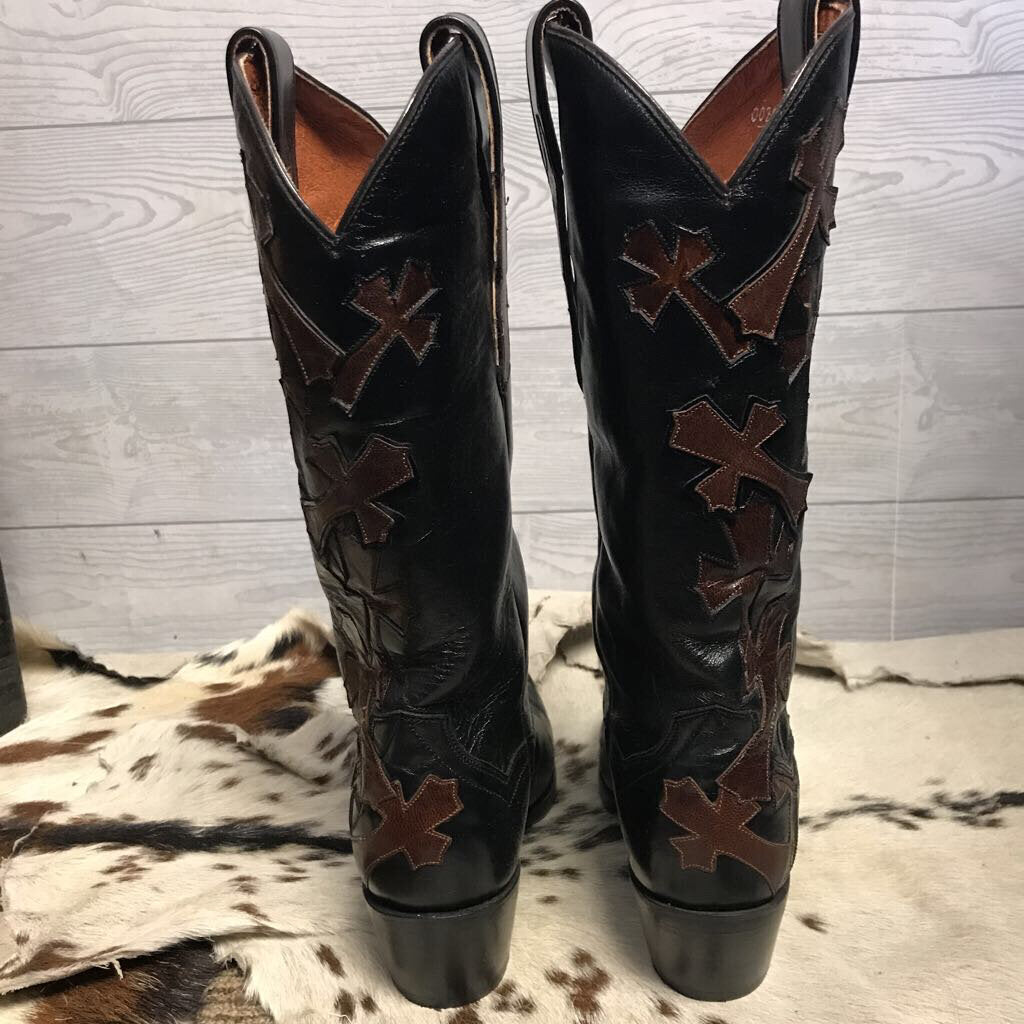 Dan Post Cross Ulay Western Boots, Black