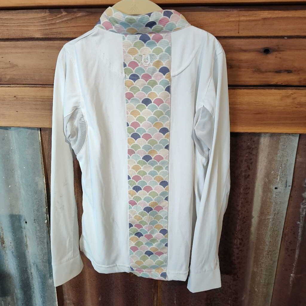 Tuffrider English Shirt, Youth, White/Mermaid