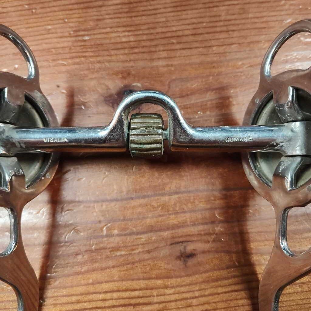 Visalia Humane Low Port Show Bit with Roller, Silver, Size 5"