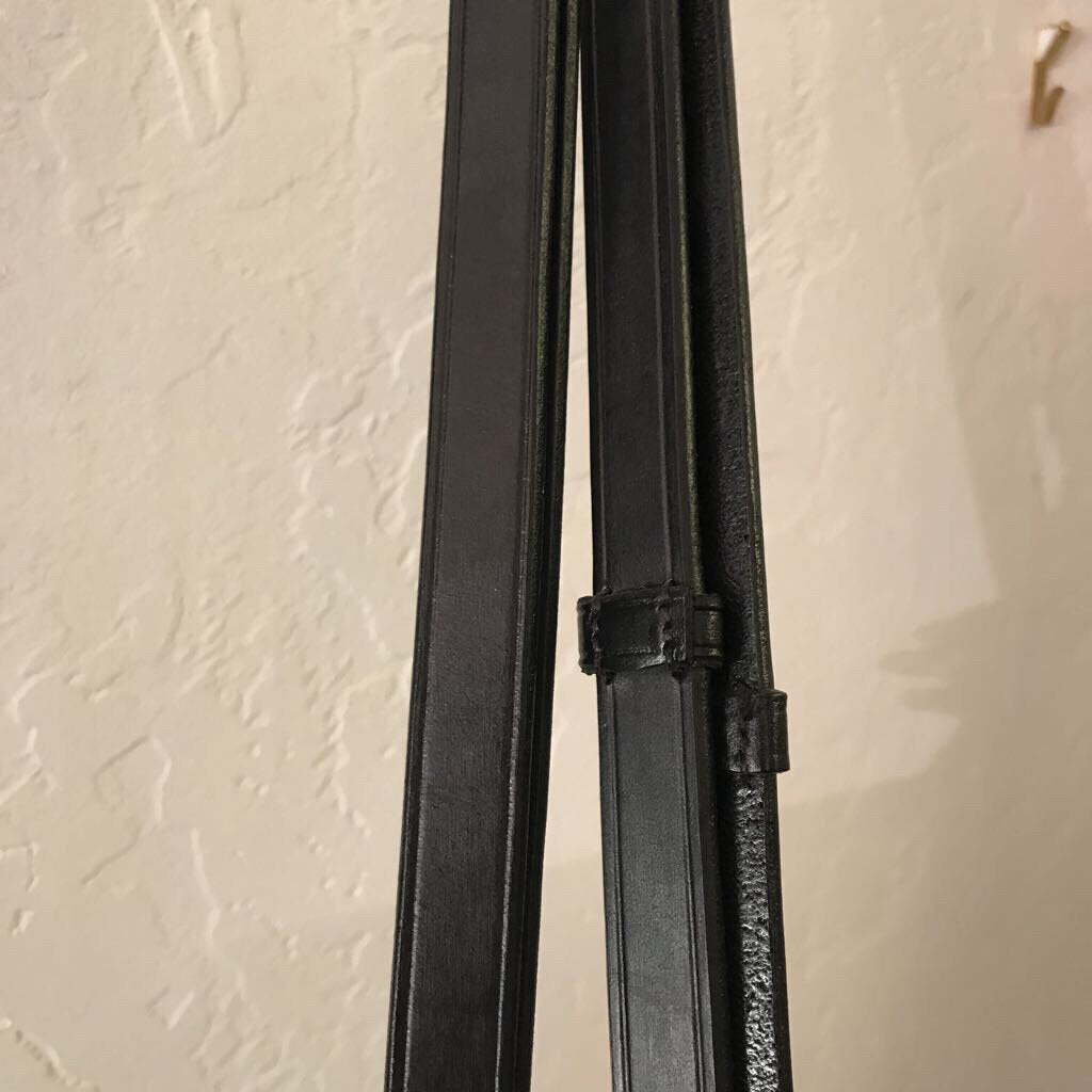 English Reins with Grip Stops, Black, Size Horse
