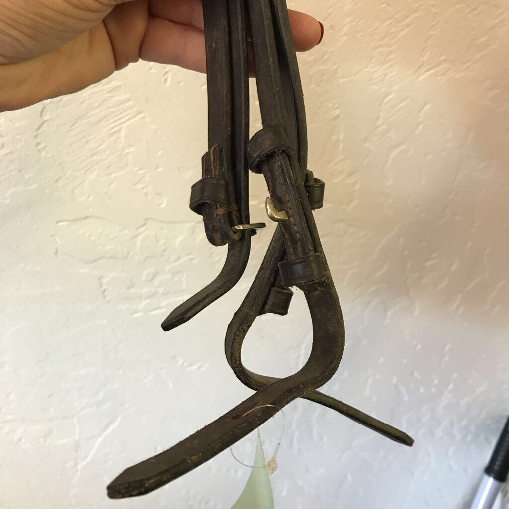 English Flat Leather Reins, Brown, Size Horse
