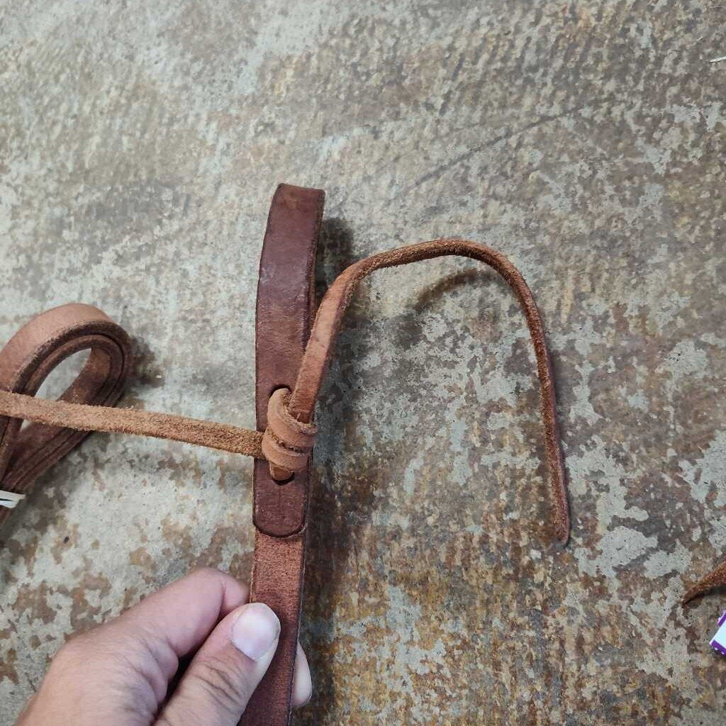 Local Made Harness Leather Split Reins, Brown, Size Horse