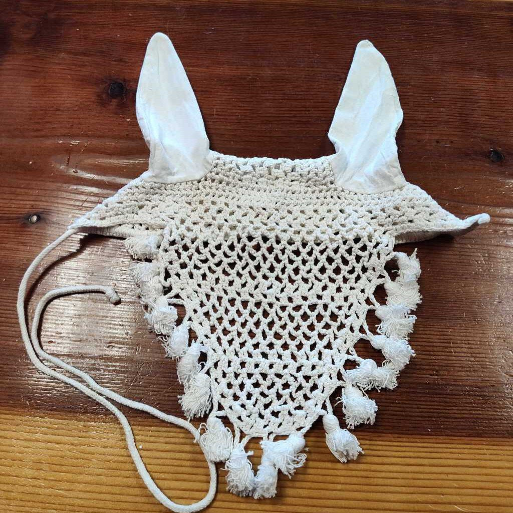 Fly Veil Ear Bonnet, White, Size Horse