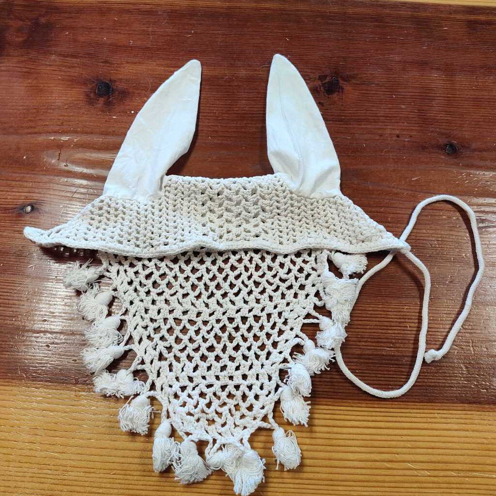 Fly Veil Ear Bonnet, White, Size Horse