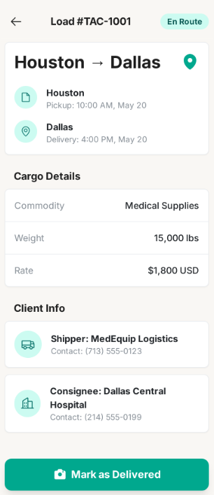 Driver App UI