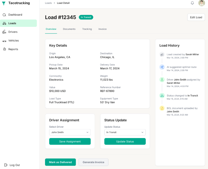 Load Info Screen