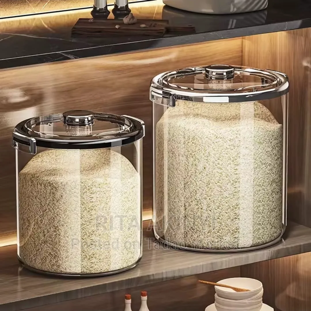 Acrylic Airtight Transparent Rice Bucket with Flip-Top Lid* 2