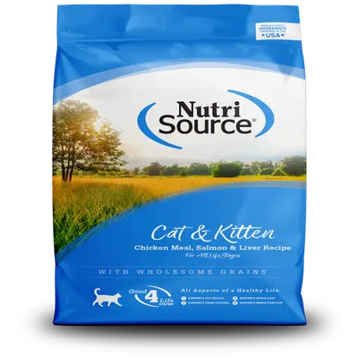NutriSource נוטריסורס | מזון יבש מלא לחתולים וחתלתולים | סלמון, עוף וכבד | 1.8 ק