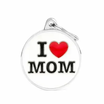 תג שם לכלב עם חריטה צארמס I LOVE MOM
