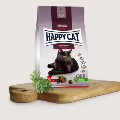 הפיקט | Happy Cat מזון יבש מלא לחתולים מסורסים/מעוקרות | בקר, רוזמרין וגדילן | 1