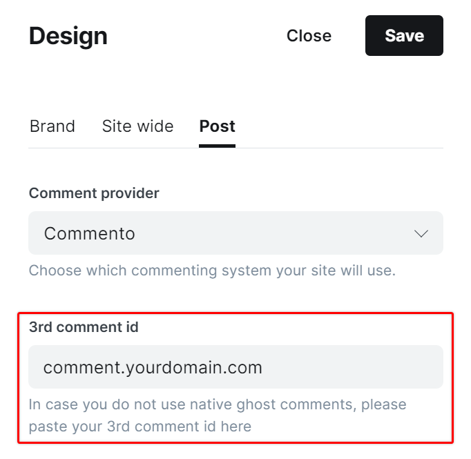 Paste your Commento domain if using selft-host version