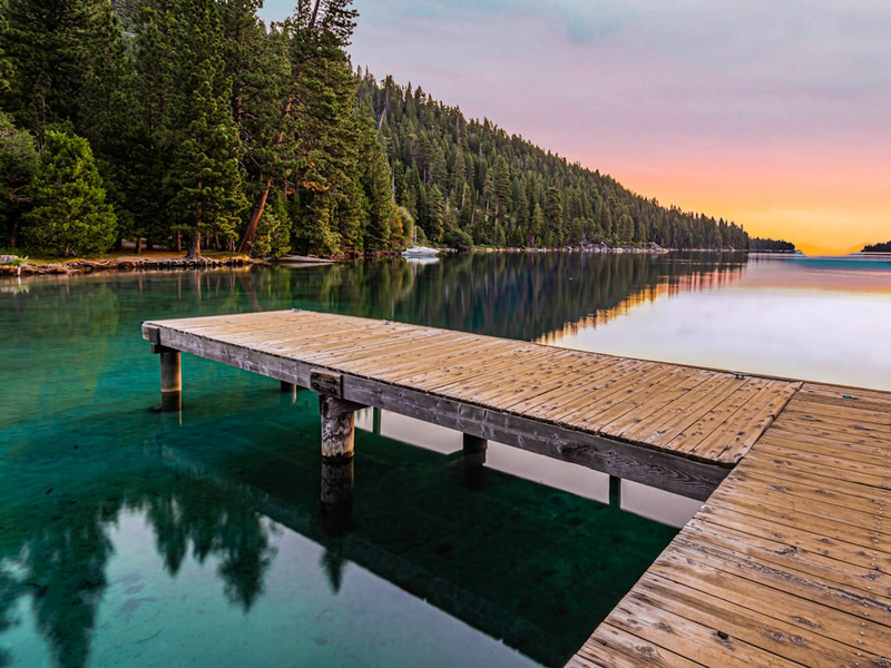 Sunrise: The dock at Emerald Bay, Lake Tahoe
