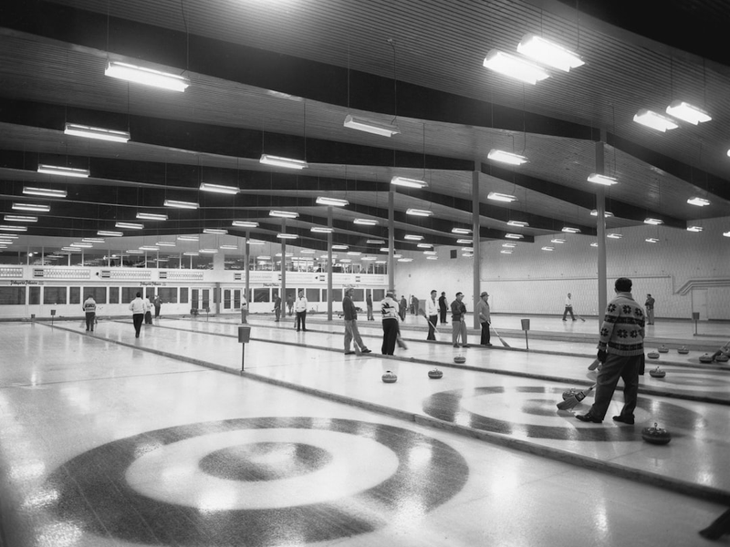 Curling rinks at The Derrick Club, Edmonton, Alberta Provincial Archives of Alberta, RP490/1. Taken in January 1960