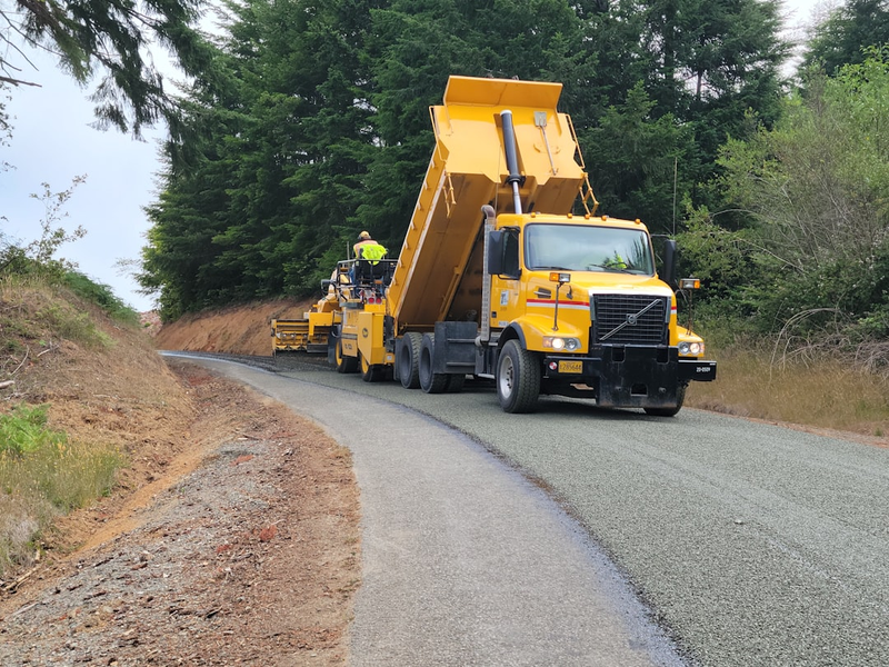 Chip sealing in the mountains.