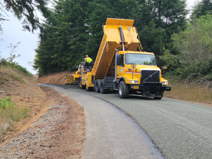 Chip sealing in the mountains.