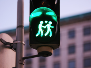 A traffic light in Vienna
