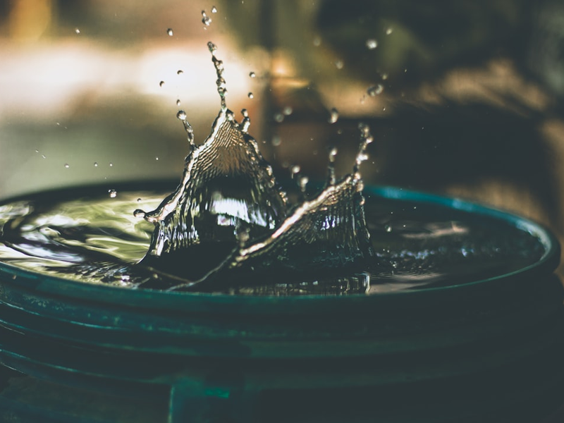 water drop on bucket photo