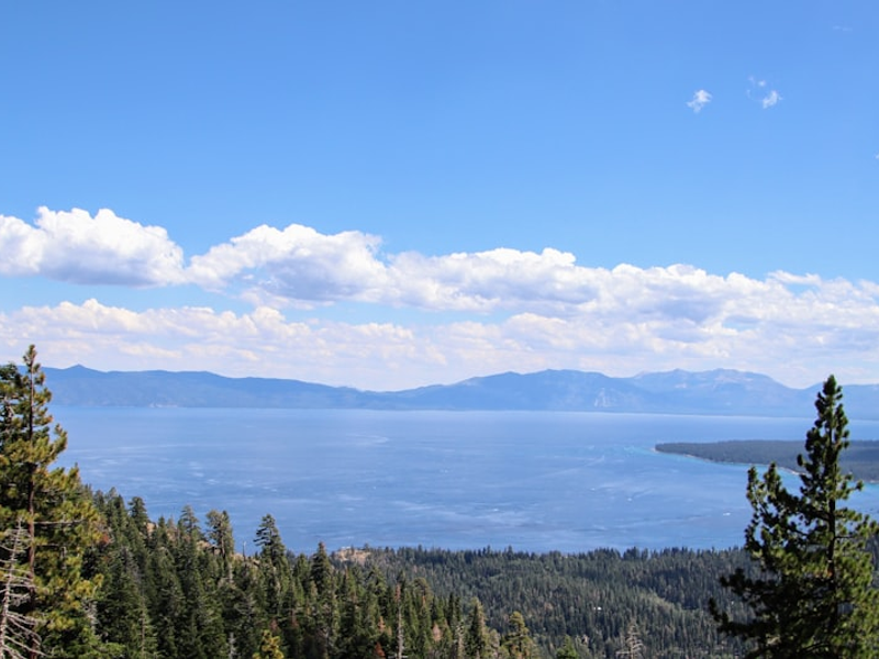 The view of Lake Tahoe from Stanford Rock, looking west.