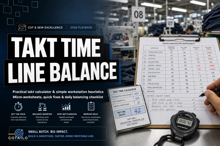 Takt-time and line-balancing playbook for small cut-and-sew factories