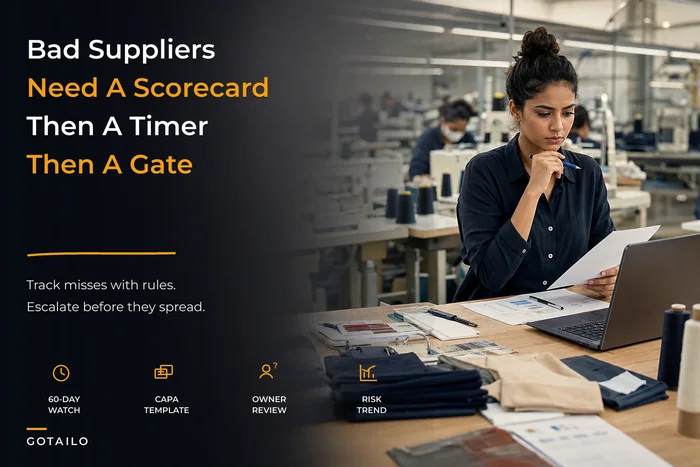 Unreliable suppliers again? Supplier scorecards and a tiered remediation loop for apparel teams