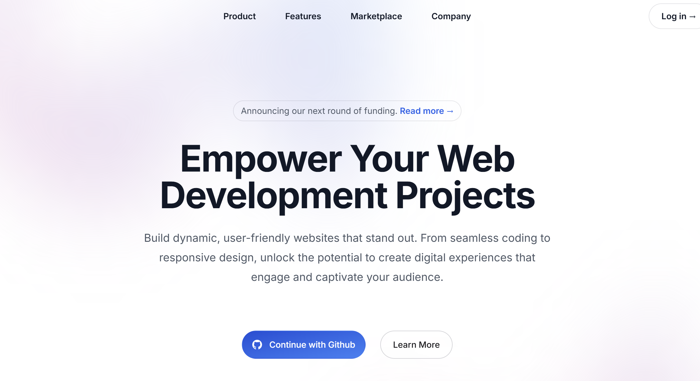 Simple hero section with centered content