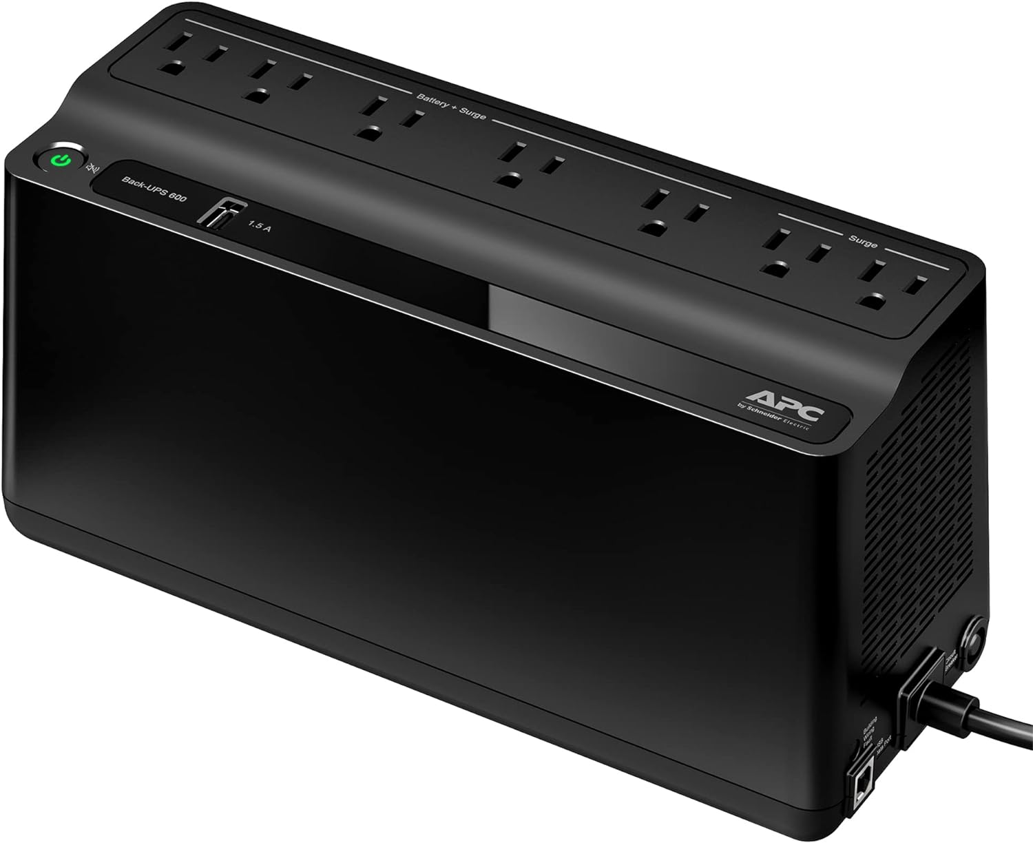 APC UPS Battery Backup and Surge Protector with USB Charger 600VA APC Back UPS BE600M1