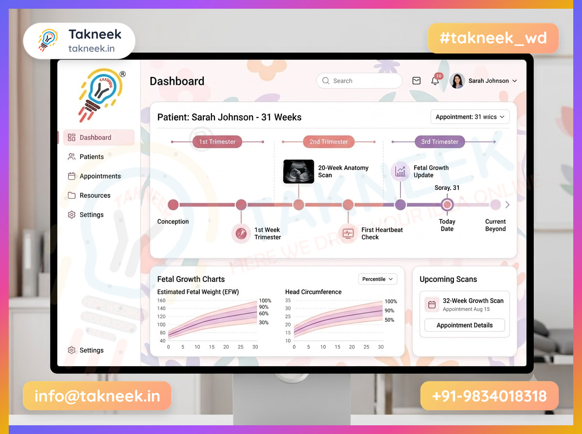 Gynecology OS clinic software screen for antenatal care and patient records — another view